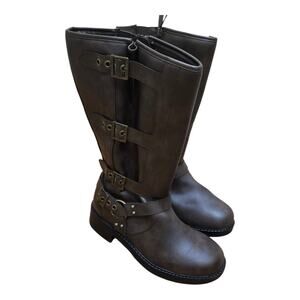 Torrid 8.5WW Moto Knee Boots Multi Buckle Black Wide Calf Wide Width